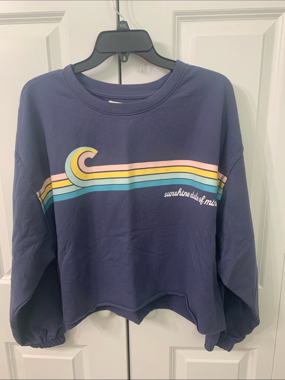 C&C California Navy Pullover with Pastel Stripe Wave